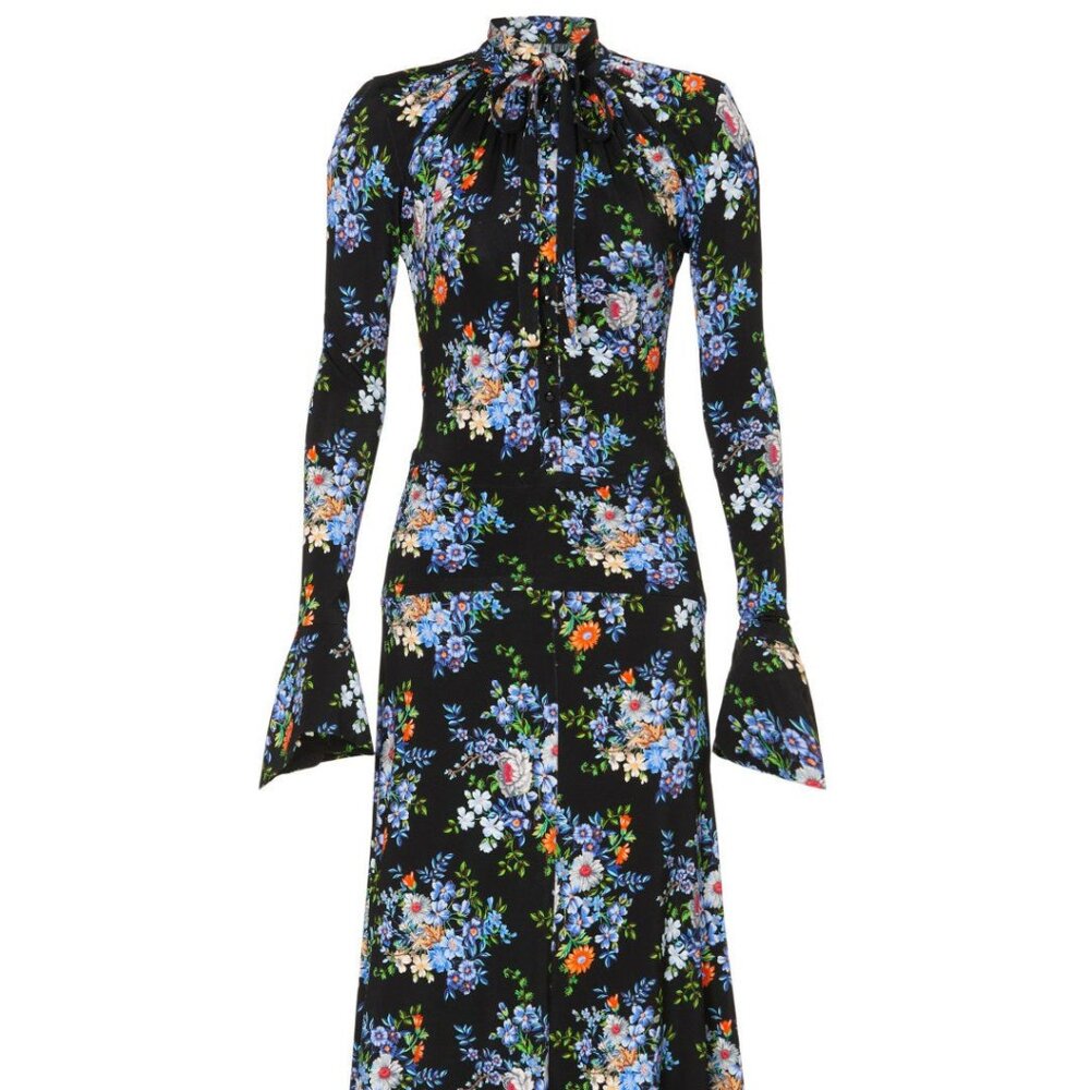 Paco Rabanne Black Floral Midi Dress, 34 - Picture 3 of 15